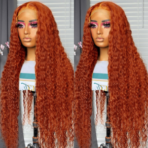 Raw Hair 180% Density 350 Copper Ginger Orange Color Human Hair Wig Transparent Lace Front Wigs For Black Women