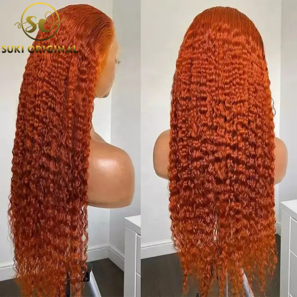 Raw Hair 180% Density 350 Copper Ginger Orange Color Human Hair Wig Transparent Lace Front Wigs For Black Women