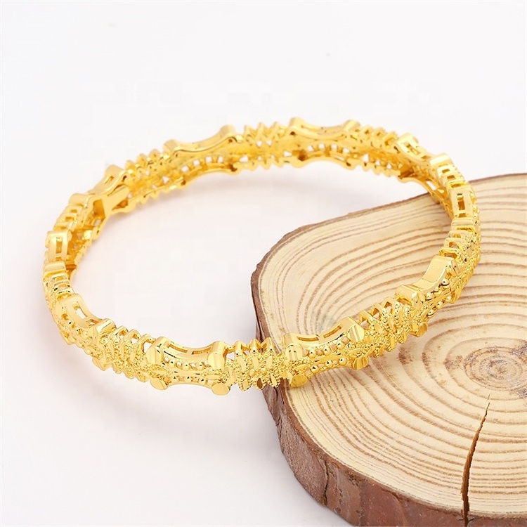 JXX factory wholesale Dubai 24k brass jewellery bangle bracelet minimalist gold plated bangles for women