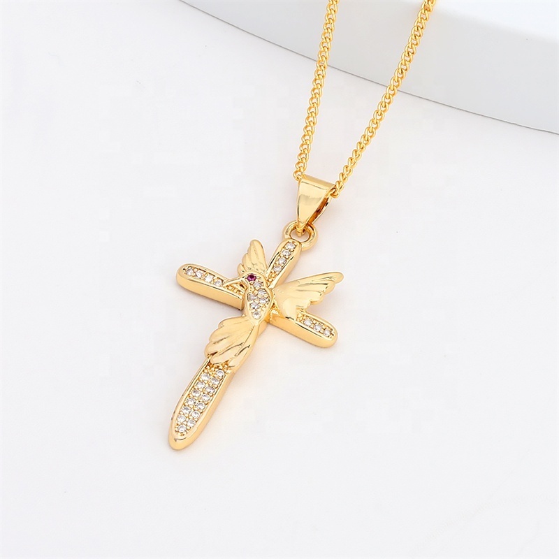 JXX hot sale fashion women/men copper jewelry gold plated zirconia cross pendant necklace cz pendant