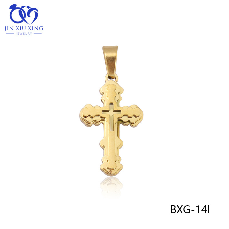 JXX Wholesale 24K Gold Plated Women& Man Dainty 3 Styles Cross Pendant Stainless Steel Charms Minimalist Necklace Pendant