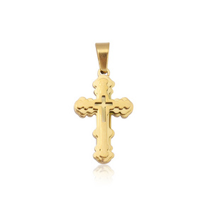 JXX Wholesale 24K Gold Plated Women& Man Dainty 3 Styles Cross Pendant Stainless Steel Charms Minimalist Necklace Pendant