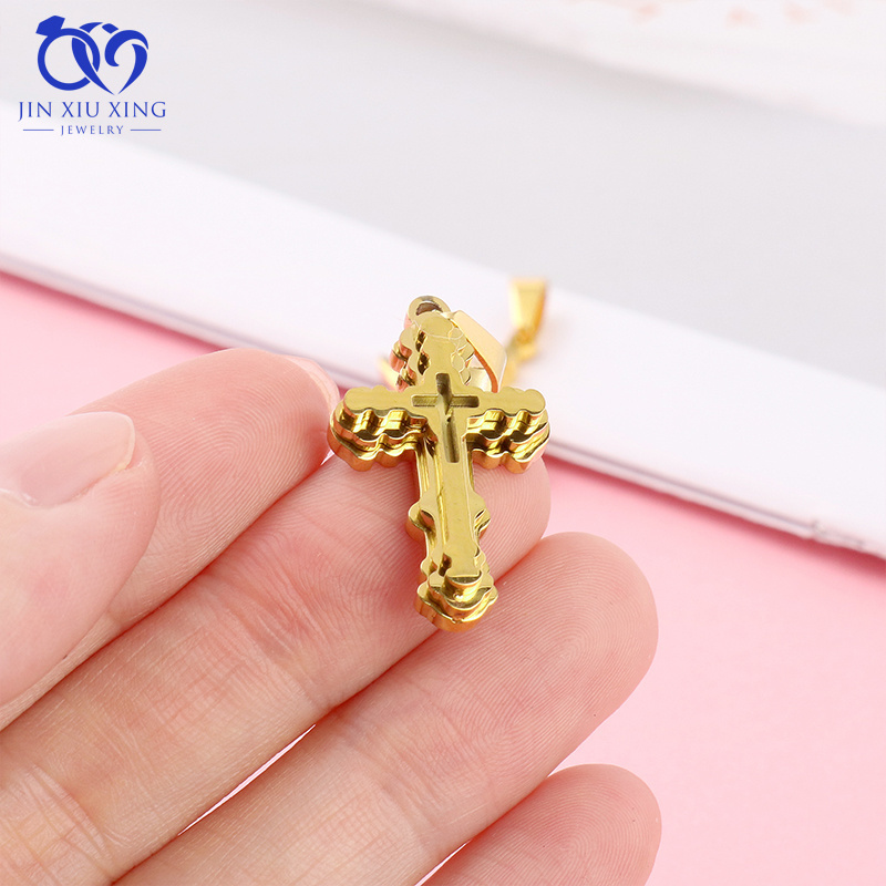 JXX Wholesale 24K Gold Plated Women& Man Dainty 3 Styles Cross Pendant Stainless Steel Charms Minimalist Necklace Pendant