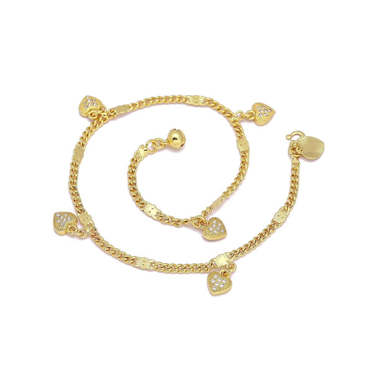 Jxx hot selling heart shape brass wholesale price women gold plated charm bracelets fashion trending anklet