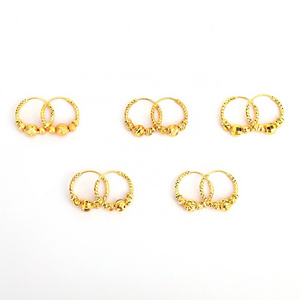 Jinxiuxing Ball Hoop Earrings 24k Gold Plated Fashion Earring Hoops Gold Filled Solid Earring Women Wholesale