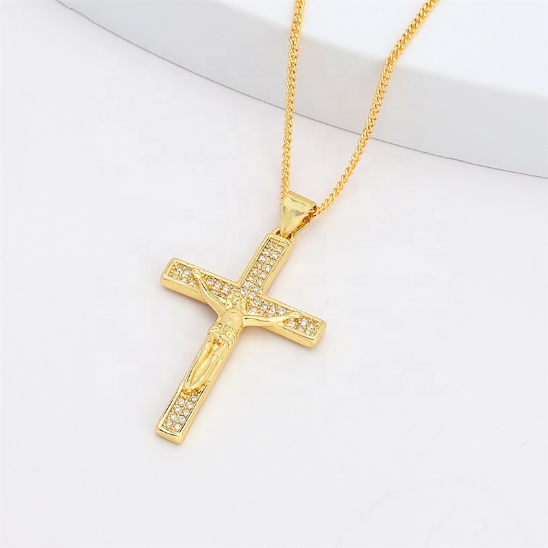 JXX hot sale fashion women/men copper jewelry gold plated zirconia cross pendant necklace cz pendant