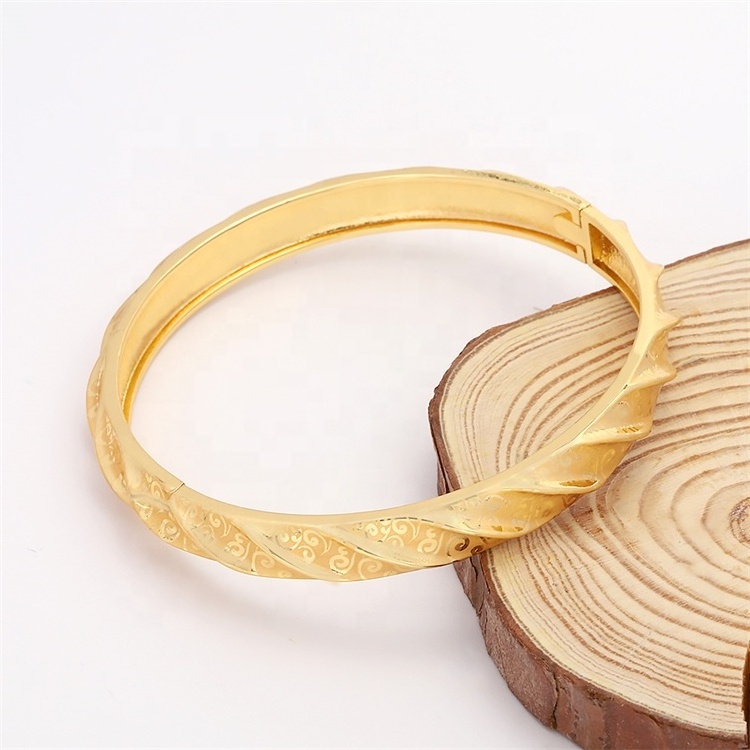 JXX factory wholesale Dubai 24k brass jewellery bangle bracelet minimalist gold plated bangles for women