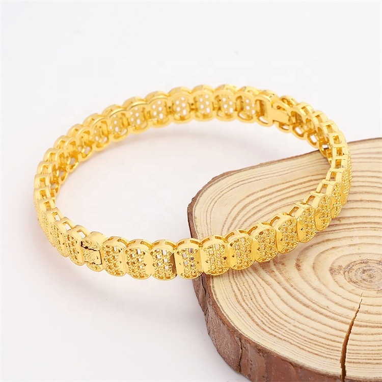 JXX factory wholesale Dubai 24k brass jewellery bangle bracelet minimalist gold plated bangles for women