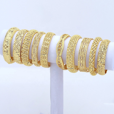 24K gold Dubai Bangles for Women Middle East Gold Bangles Ethiopian Saudi Arabia Bracelet Bangle Wedding Jewelry African Gifts