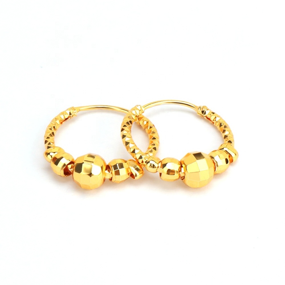 Jinxiuxing Ball Hoop Earrings 24k Gold Plated Fashion Earring Hoops Gold Filled Solid Earring Women Wholesale