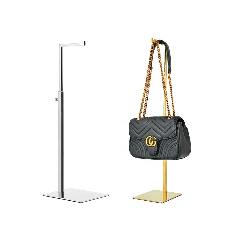 Factory hot sale Gold Purse Display Stand Retail Countertop Single Hook Adjustable Height Handbag Display Stand