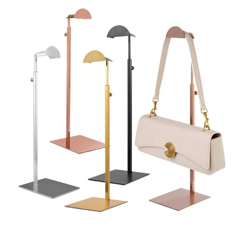 Factory hot sale Gold Purse Display Stand Retail Countertop Single Hook Adjustable Height Handbag Display Stand