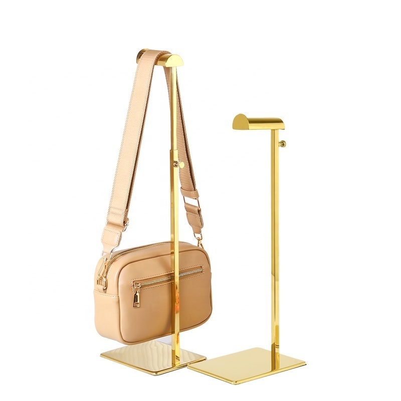 wholesale Luxury Gold Stainless steel Handbag Holder Hanging Display Rack for Shop Luxury Bag Stand