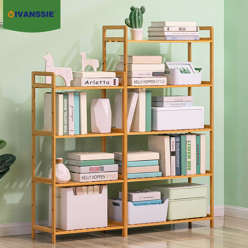 Adjustable Book Shelf Bookcase Bathroom Shelves Freestanding Tower Storage Stand Unit Narrow Bookshelf Bamboo