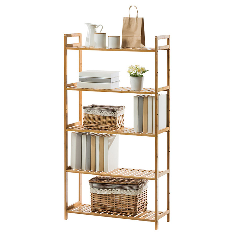 Adjustable Book Shelf Bookcase Bathroom Shelves Freestanding Tower Storage Stand Unit Narrow Bookshelf Bamboo