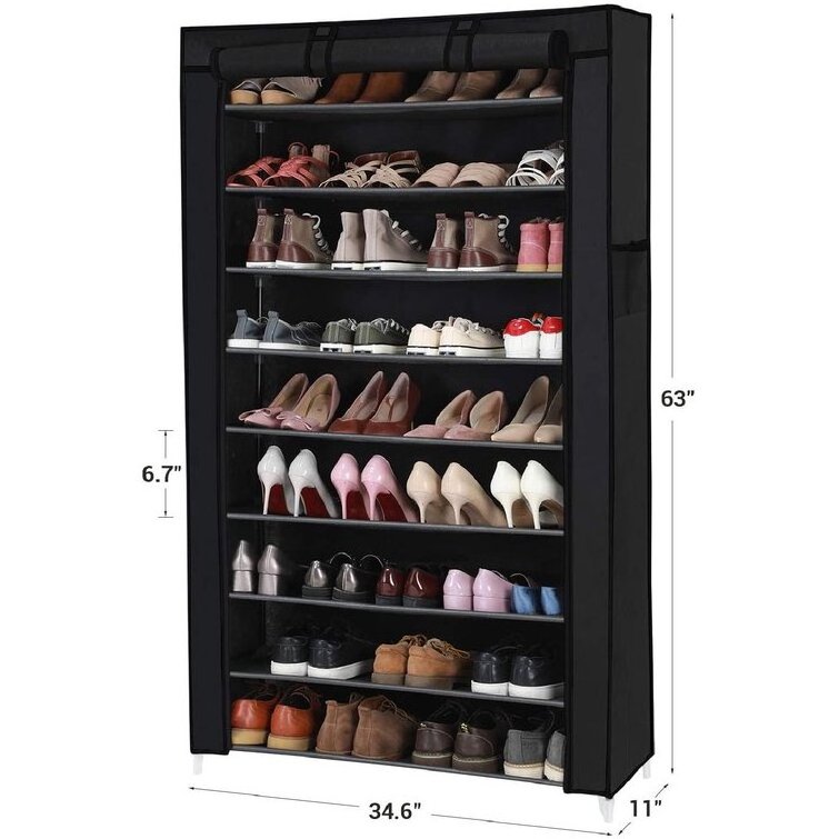 10-Tier Shoe Rack, 34.6 X 11 X 63 Inches 50 Pairs Shoe Rack Storage Organizer With Dustproof