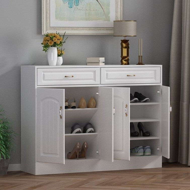 Storage Shoe Rack Balcony Locker Small Apartment Simple Modern European Style Wooden Shoe Storage Cabinet