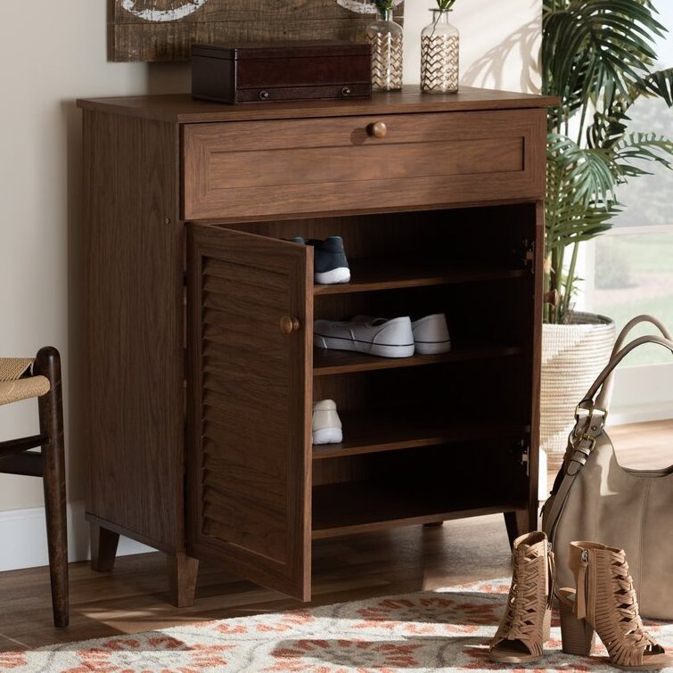 Modern and Contemporary 12 Pair Shoe Storage Cabinet