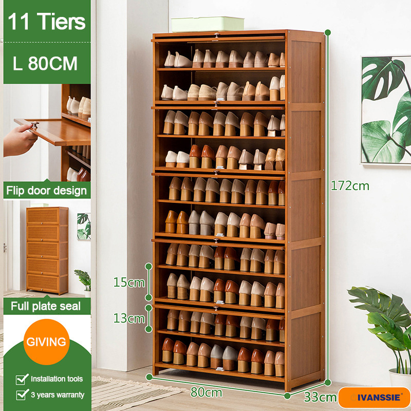 Large Space Entry Way Tea Color Display Storage Cabinet Shoe Shelf Modern Simple Houseware Multilayer Trending Bamboo Shoe Rack