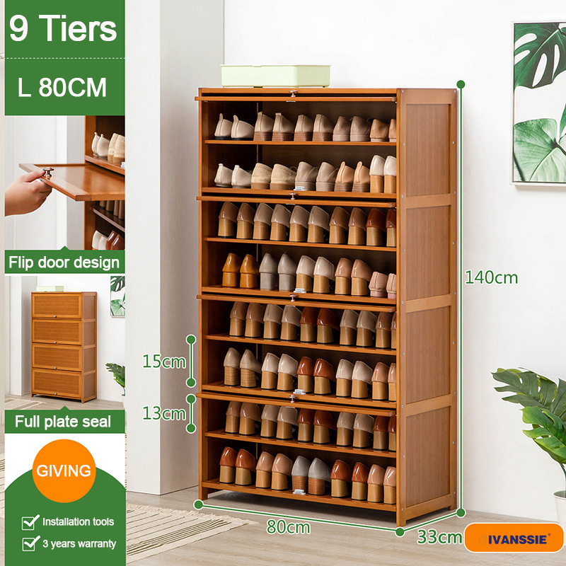 Large Space Entry Way Tea Color Display Storage Cabinet Shoe Shelf Modern Simple Houseware Multilayer Trending Bamboo Shoe Rack