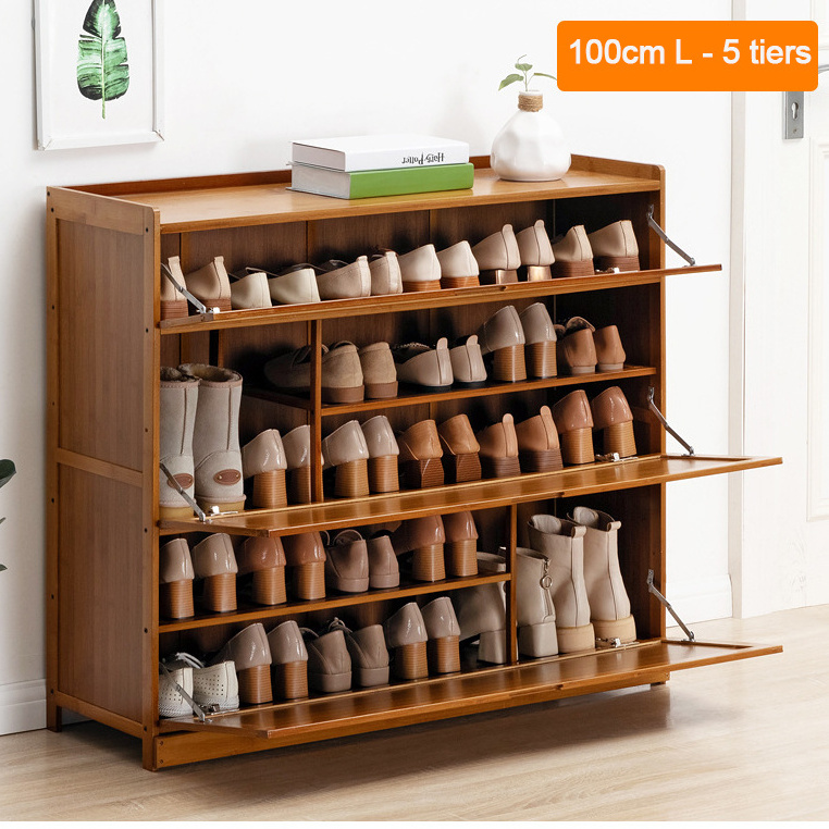 China Factory Wholesale Extra Large Size Shoe Rack Stand Bamboo Entryway Shoe Storage Cabinet