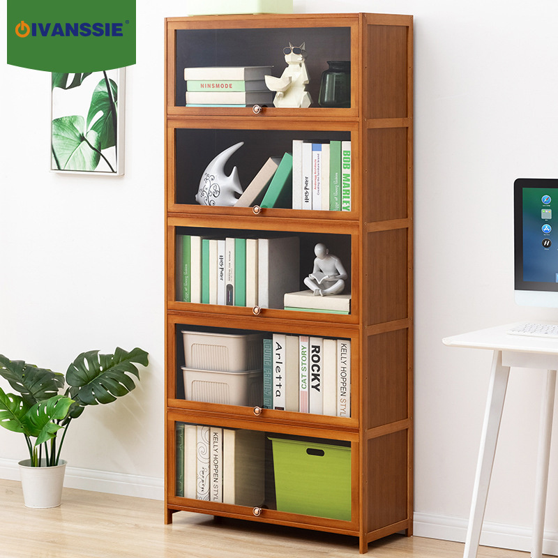 Home Living Room bamboo furniture 1/2/3/4/5 Tiers Storage Rack Tall Book Rack Shelving Unit Bookshelf