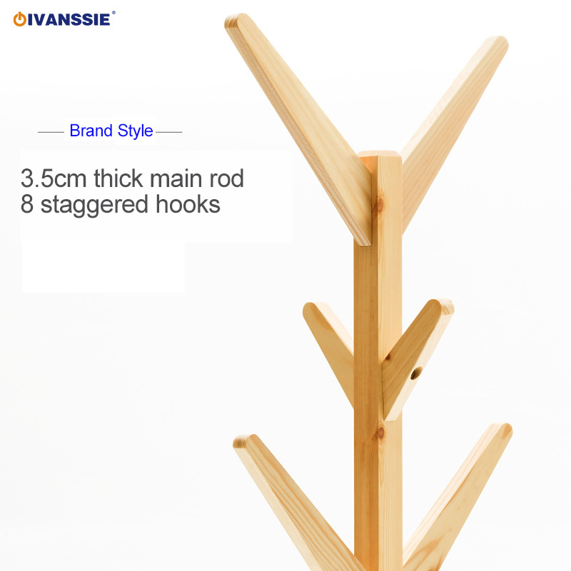 Enterway Hall Tree Free Standing 100% Solid Wooden Coat Rack Freestanding Clothes Hanger Rack