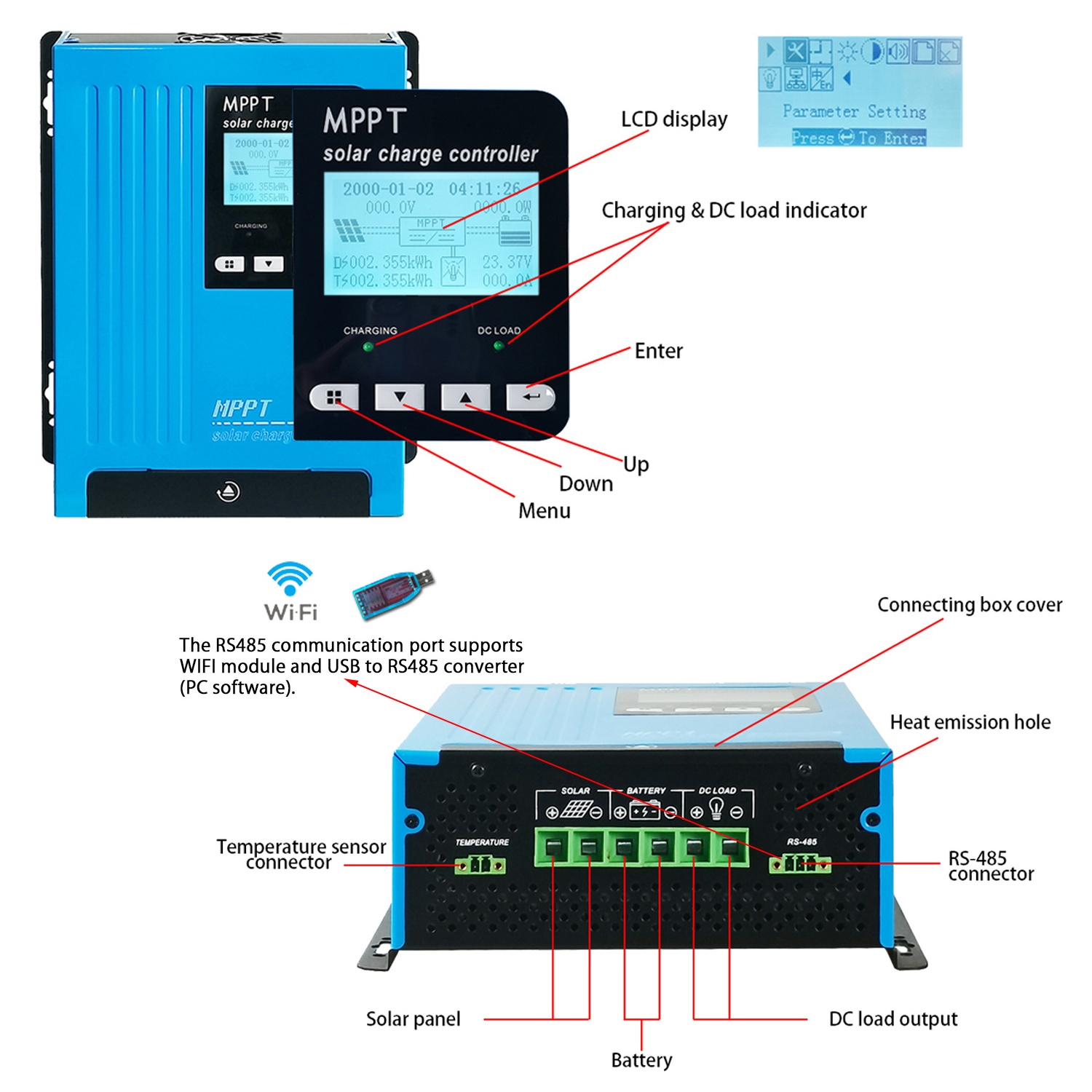 Smart High Voltage Power 48v 96v Regulators Solar Charger Mppt Solar Charge Controller pv 180V 5500W