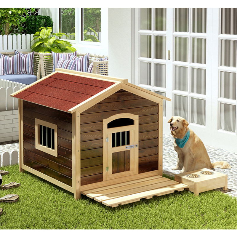 Large Waterproof Dog House Pet Kennel Easy Cleaning Removable Kennel Crate Comfortable Wooden Sustainable Wooden Solid Outdoor