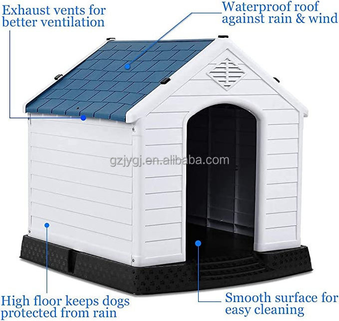 Pet Shelter with Air Vents Ventilate Waterproof Pet Shelter Plastic Dog House Indoor Outdoor Dog Kennel for Medium Small Dogs