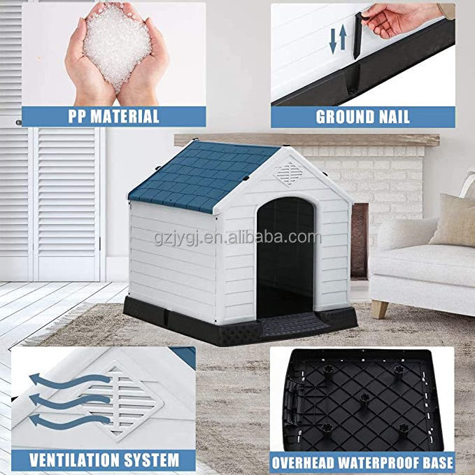 Pet Shelter with Air Vents Ventilate Waterproof Pet Shelter Plastic Dog House Indoor Outdoor Dog Kennel for Medium Small Dogs