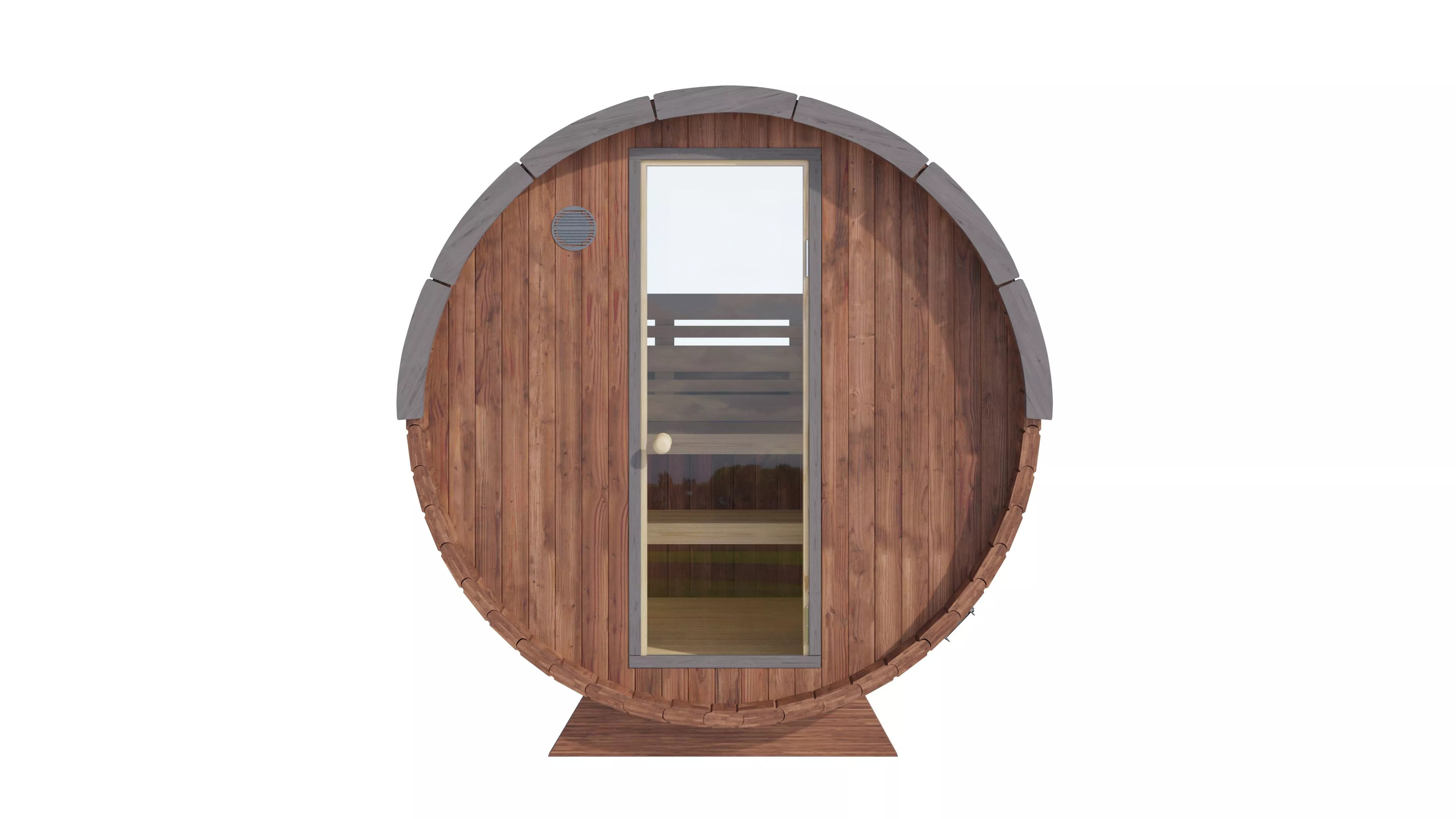 China high quality Panoramic Barrel Sauna With Electric heater from