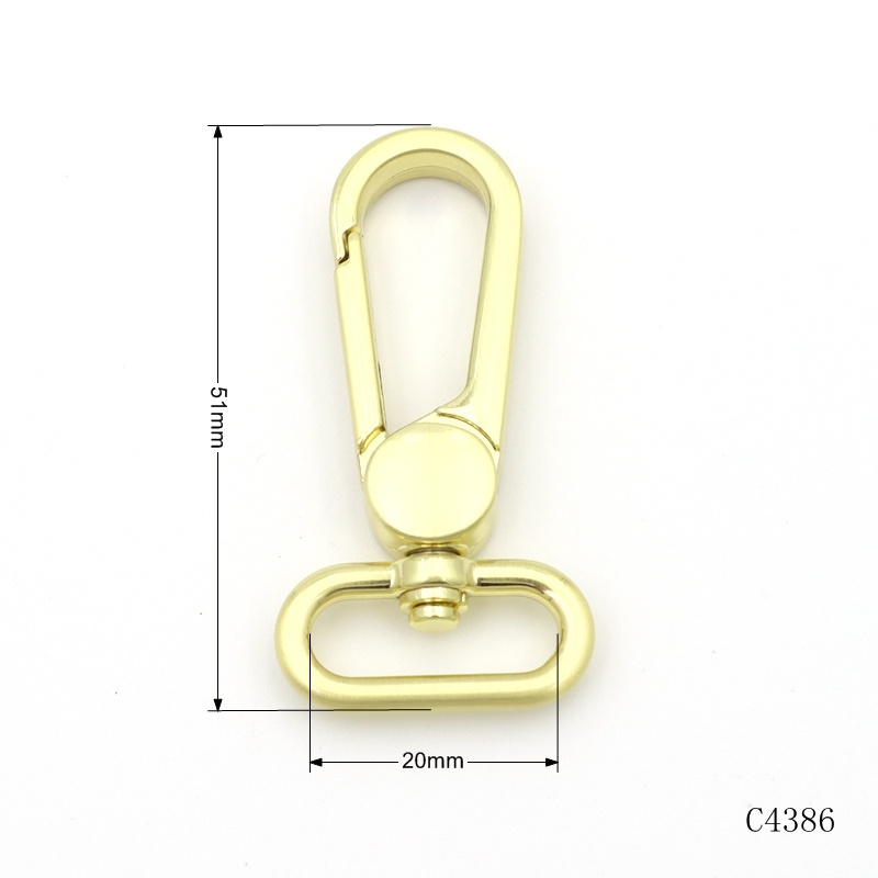 2024 New Arrival bag hardware snap hook  high quality 20mm Gold swivel eye carabiner snap hook clasp for leather bag