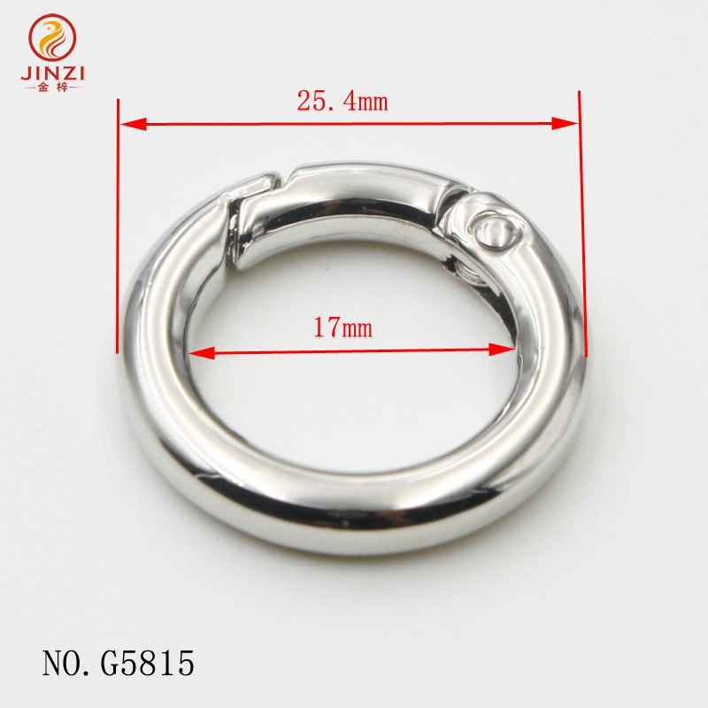 Various Sizes 16mm 20mm 25mm 32mm Round Edge Metal Clasp Ring Custom Spring Clasp For Bag Accessories