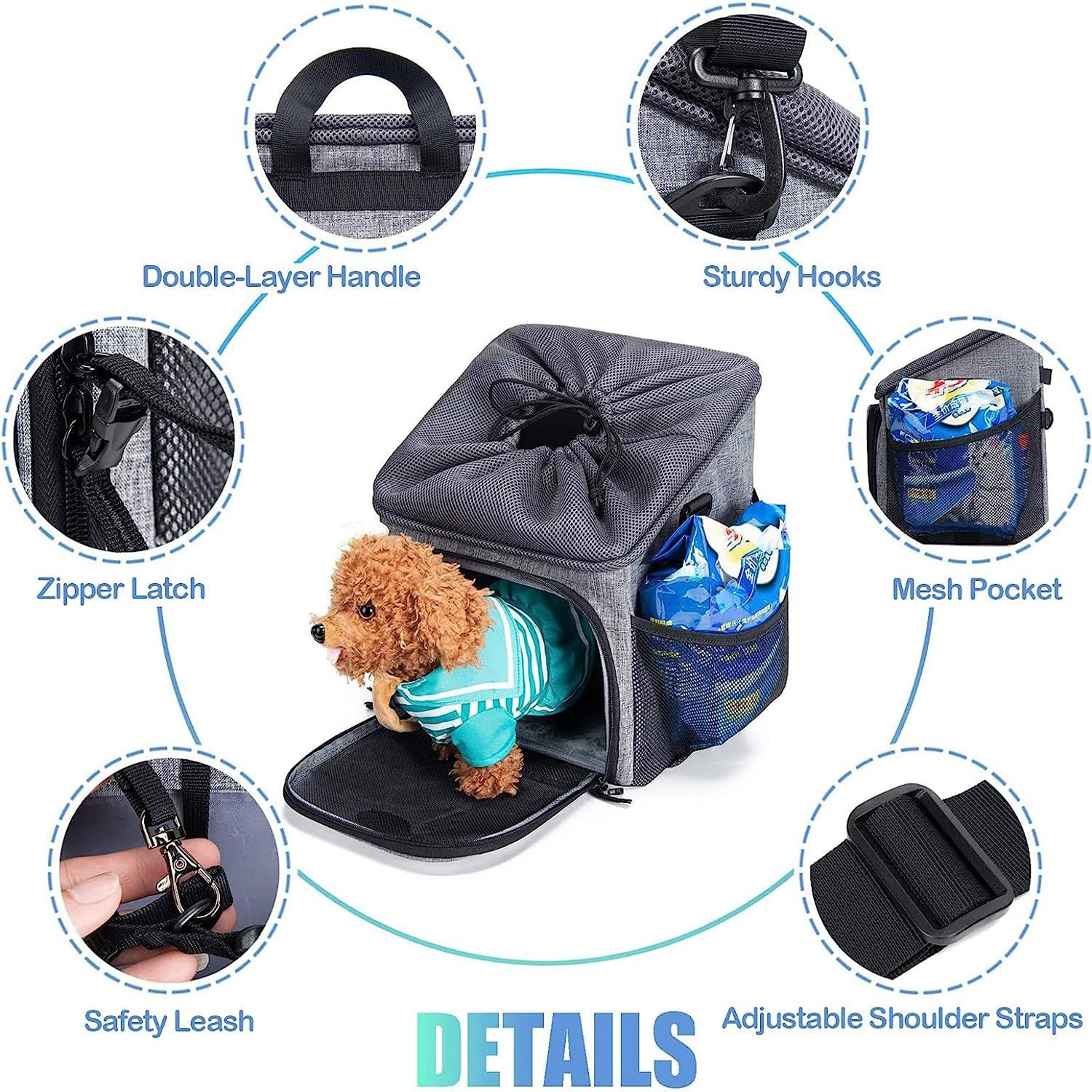 Wakytu C53 Pet Travel Bag Bike Riding Foldable Removable Pet Bicycle Front Carrier Backpack Dog Bike Basket Carrier