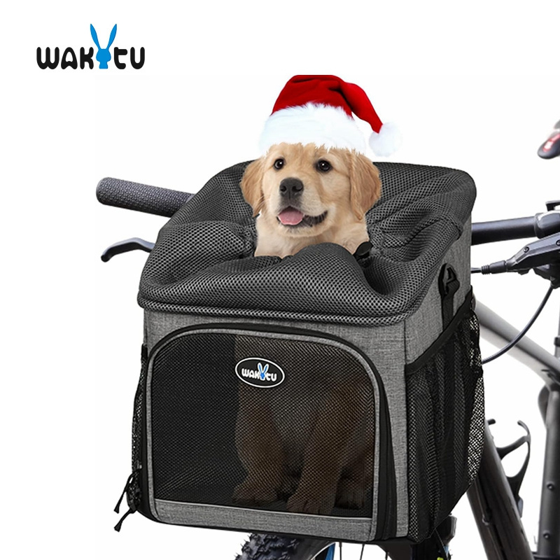 Wakytu C53 Pet Travel Bag Bike Riding Foldable Removable Pet Bicycle Front Carrier Backpack Dog Bike Basket Carrier