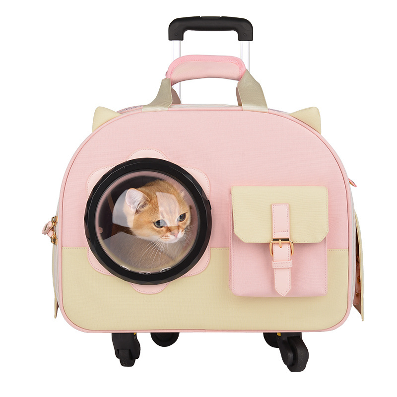 Wakytu C82 Travel Luxury  Carrier Bag Trolley Bag Foldable Pet Cart Cat Stroller Small Medium Dog Stroller Carrier with wheels