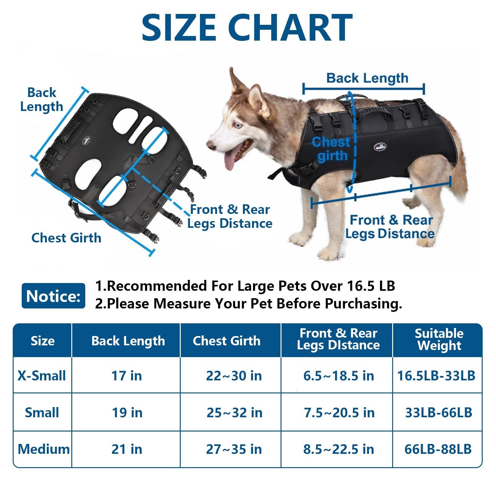 Wakytu C80-XS Guangzhou Large Dog Vest Full Body Support Lifting Rehabilitation Carry Handle Dog Lift Harness