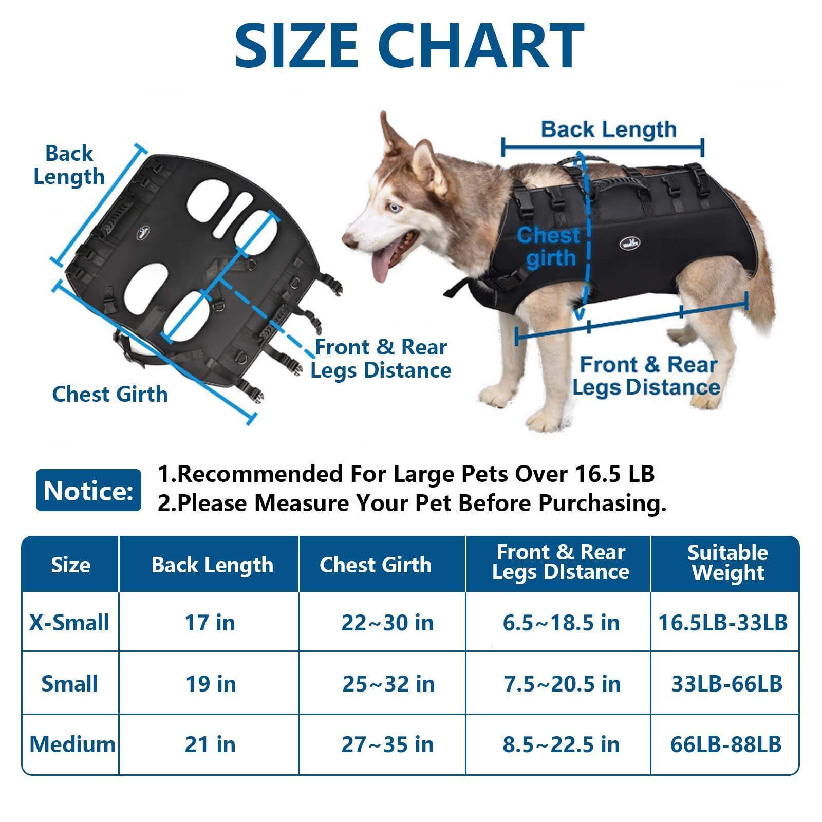 Wakytu C80-S Guangzhou Medium Dog Vest Full Body Support Lifting Rehabilitation Carry Handle Dog Lift Harness