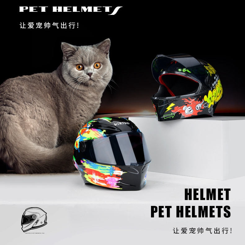 WAKYTU C112W  Mini Helmet Model Cute Small Miniature pet protective cat hat ABC Full Face Motorcycle helmet for pet