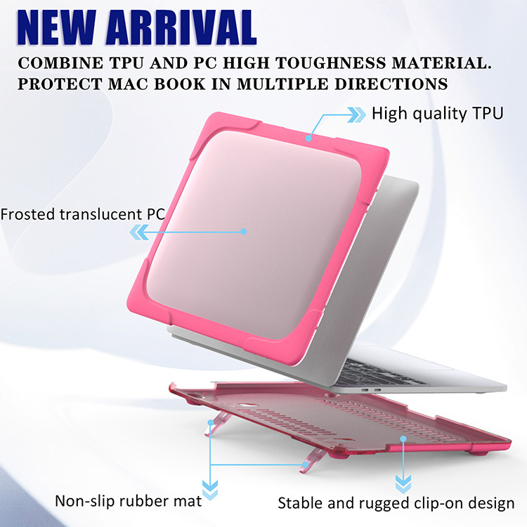 For Apple macbook pro 2022  M2  protective cover with foldable kickstand clear TPU bumper rugged anti-scratch laptop cover