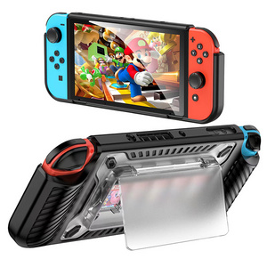 2022 new design high quality Plastic TPU hybrid switch oled grip clear case for nintendo switch oled carrying case