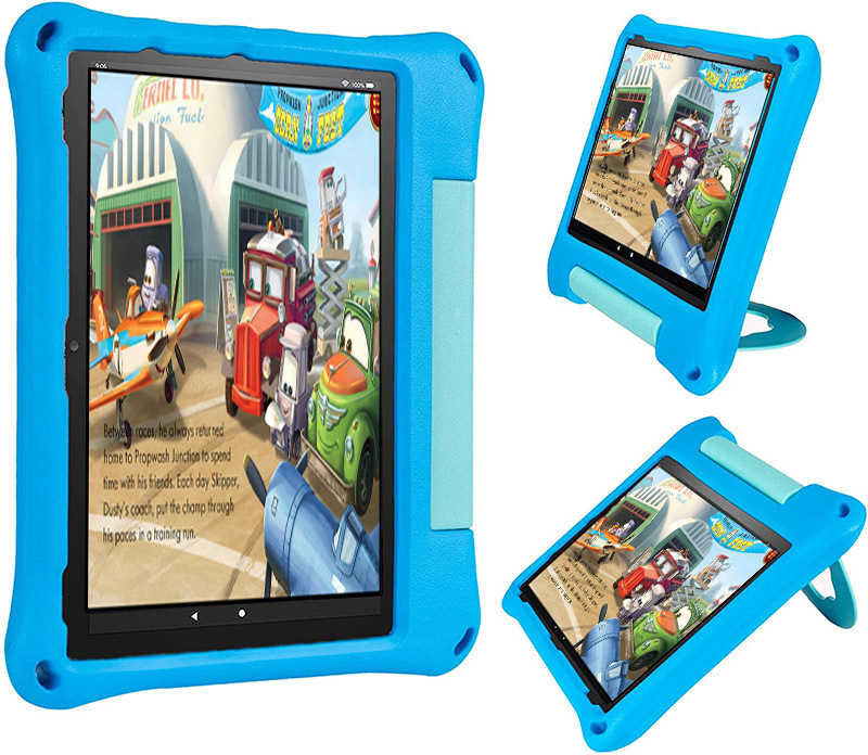 Cute EVA kids tablet case for Amazon Kindle Fire HD 10 2021 handle foldable kickstand shockproof rugged back cover