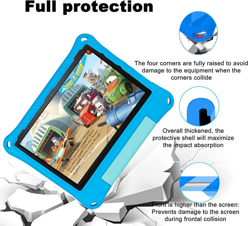 Cute EVA kids tablet case for Amazon Kindle Fire HD 10 2021 handle foldable kickstand shockproof rugged back cover