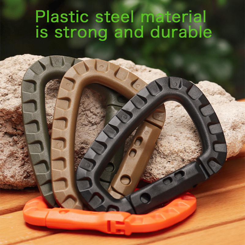 Custom outdoor tactical backpack buckle MOLLE Marching Plastic steel large D buckle multi-functional lightweight belt hook