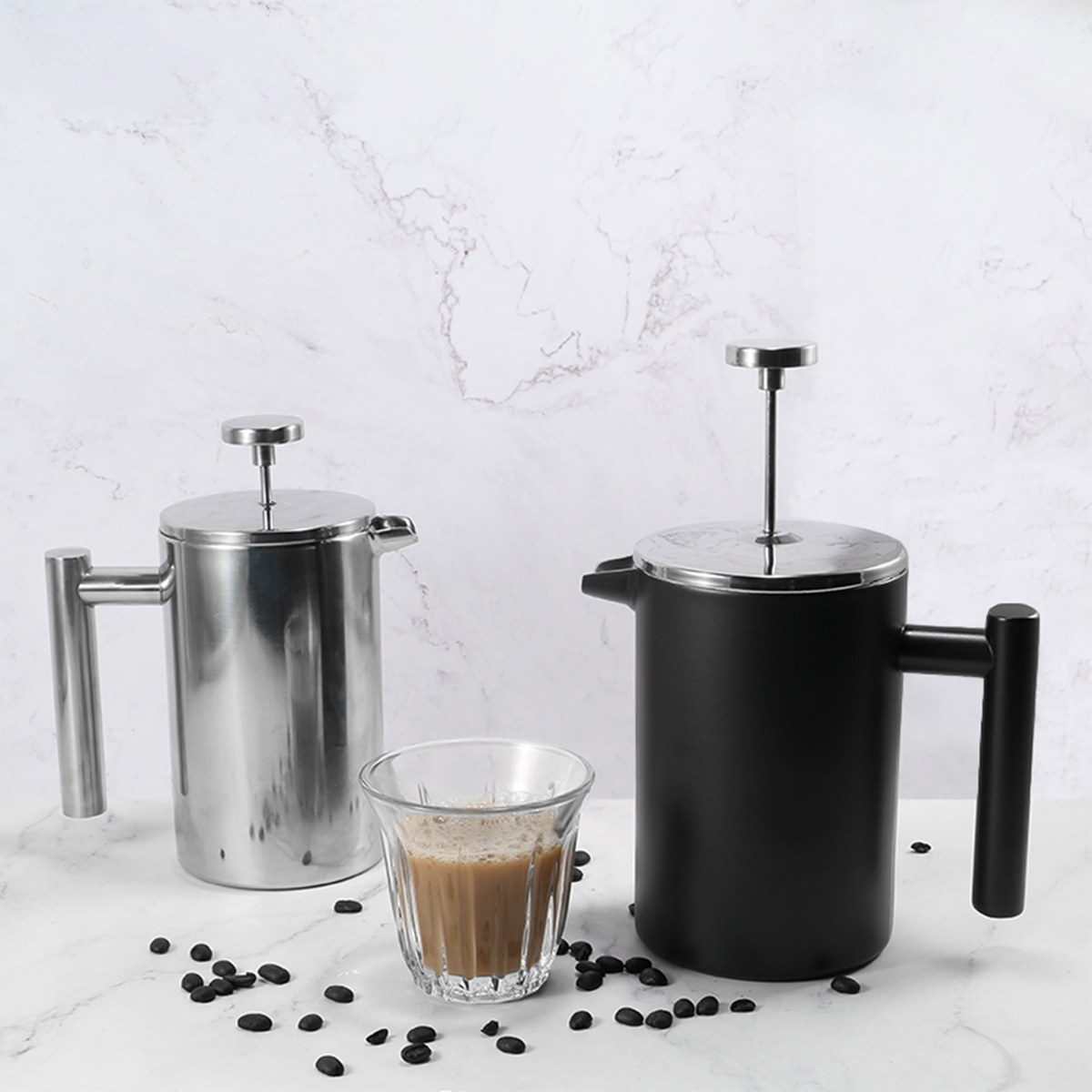 Hot Sell Cheap French Press Coffee Maker 350Ml600Ml800Ml1000Ml Double Wall Teapot Hand Brewed Coffee Press With Filter Screen