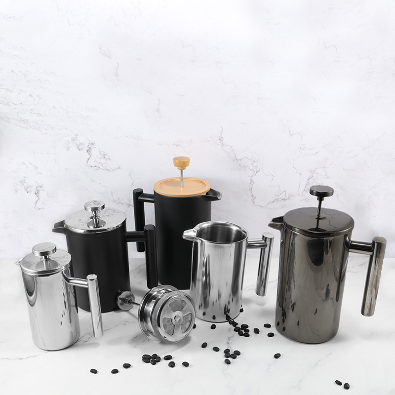 Hot Sell Cheap French Press Coffee Maker 350Ml600Ml800Ml1000Ml Double Wall Teapot Hand Brewed Coffee Press With Filter Screen