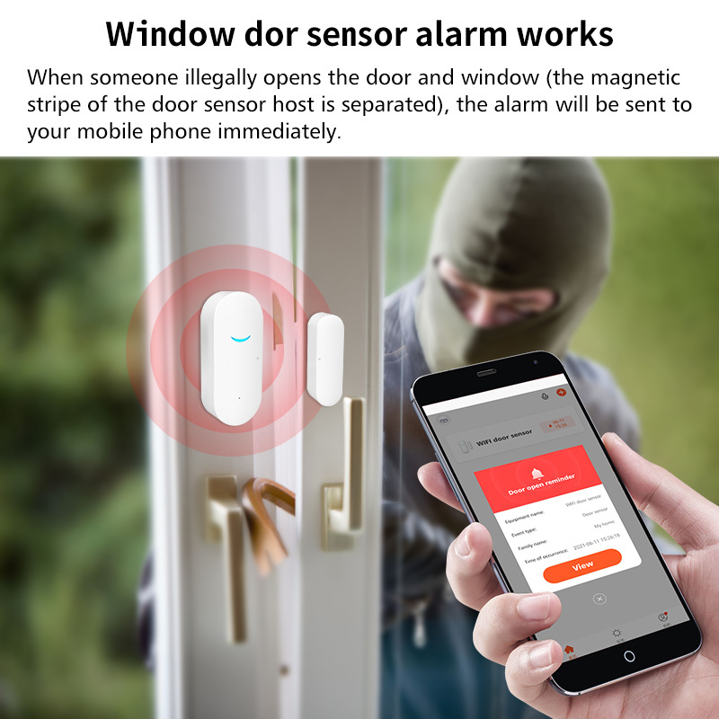 AW201 Tuya Smart Door Sensor Smart Door Alarm Alarm Device 120DB Sensors Alarm for Doors and Windows