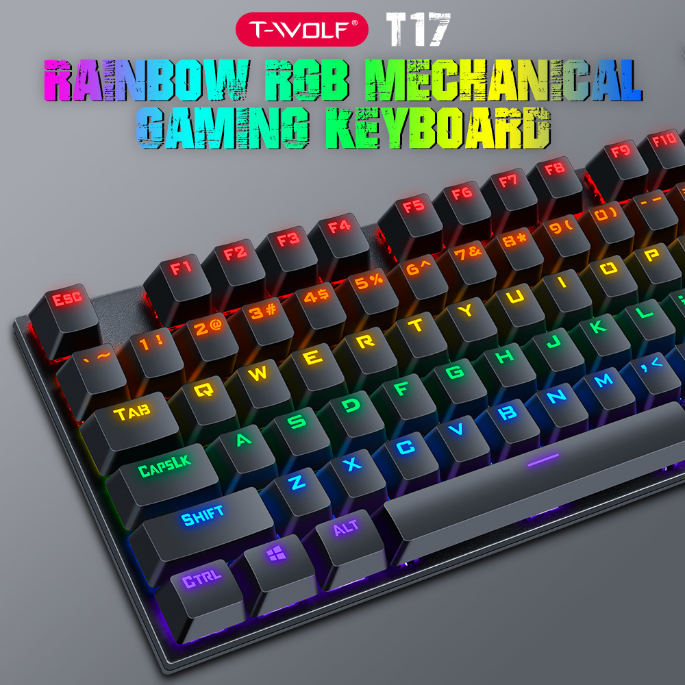 T17 colorful backlit gaming keyboard 104 keys running light rainbow RGB mechanical game keyboard