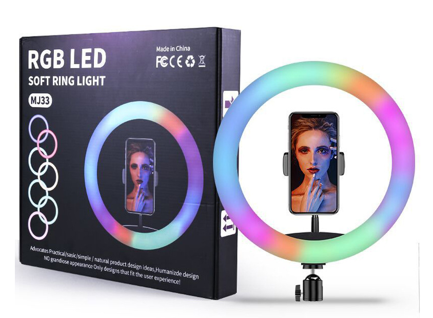 MJ33 13 inch RGB Ring Light Beauty Video Studio Photo selfie led ring flash light With Tripod Stand Remote Controller